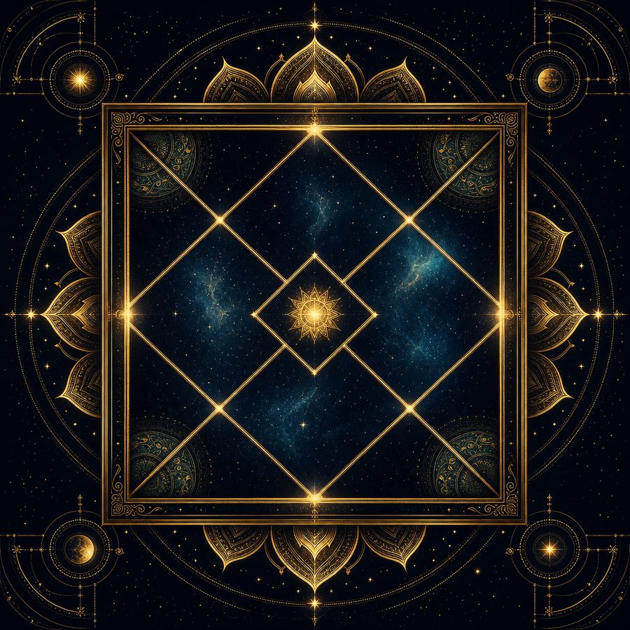 Vedic Jyotish kundali chart with sidereal planetary positions